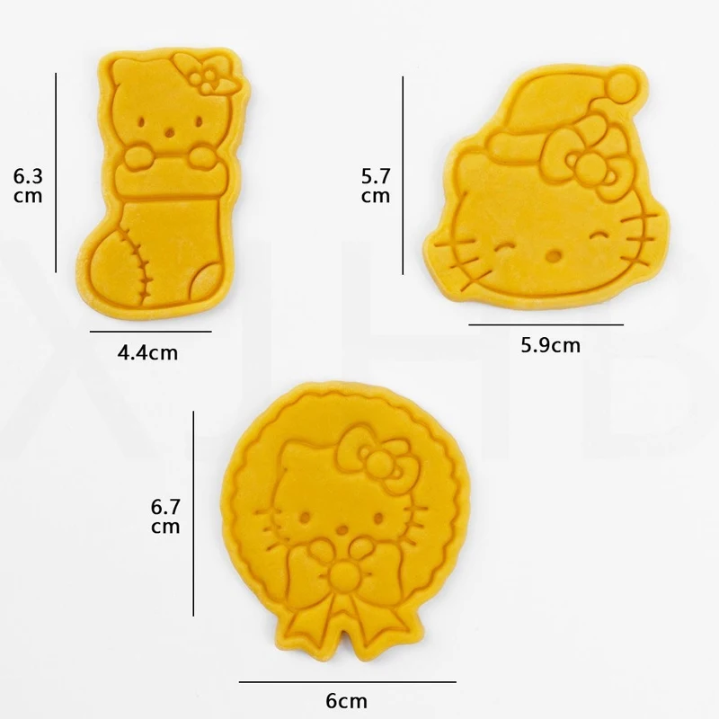 3PCS Kawaii Charms 크리스마스 헬로 키티 베이킹 금형 만화 귀여운 일본 부츠 모자 헬로 키티 베이킹 세트 생일 선물