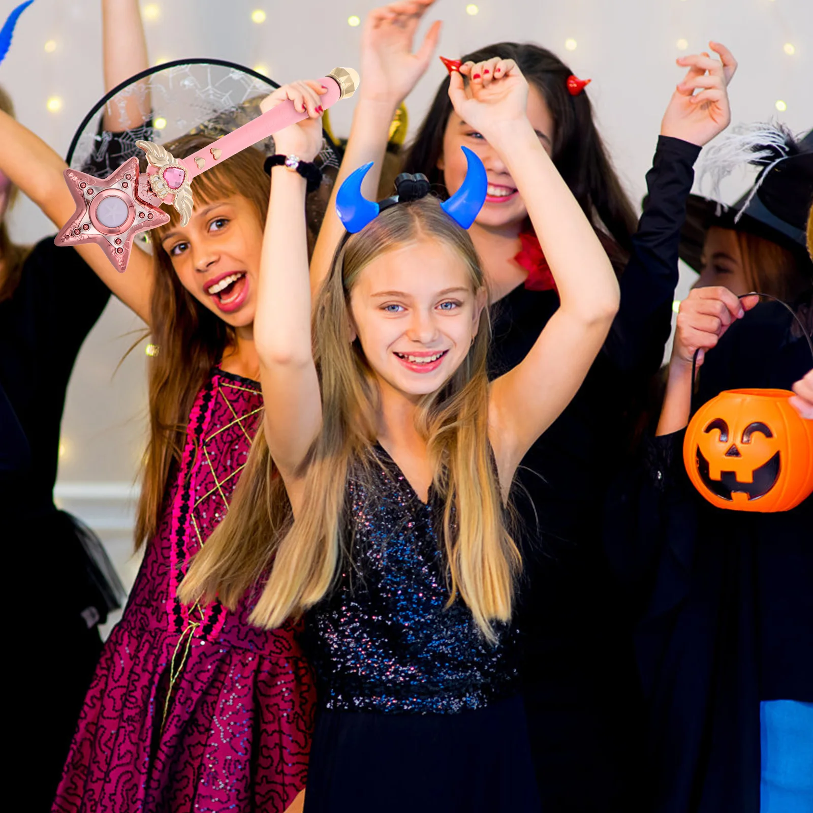 Bacchetta musicale illuminata Bacchetta fata stella per bambini Ragazze Bastone luminoso Festa di compleanno Halloween Dress Up Gioco di ruolo Giochi di finzione