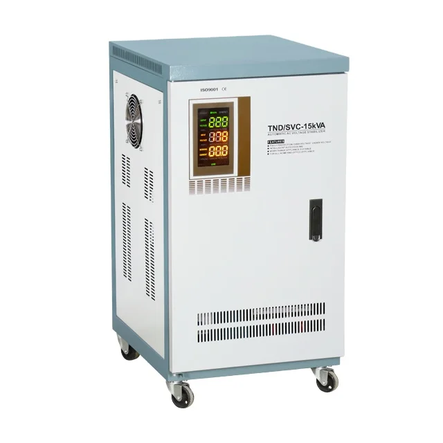 Estabilizador de potencia trifásico 15KVA serie TND/SVC Regulador de voltaje automático Estabilizador de voltaje