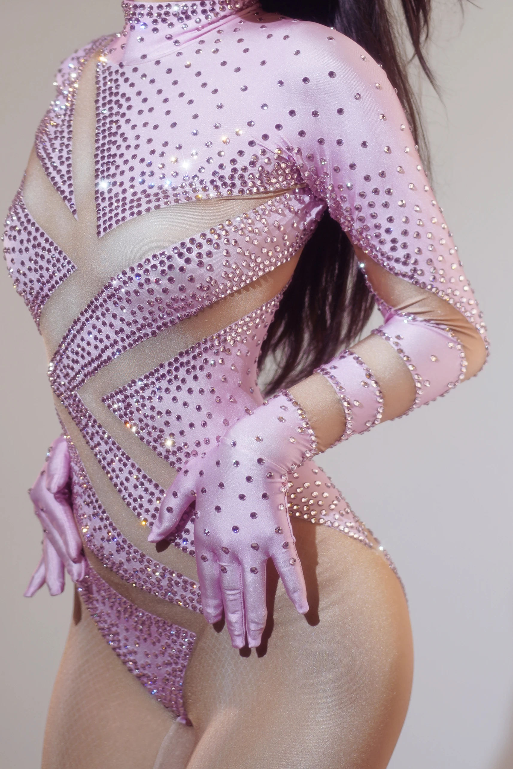 Sexy Rhinestone Party Jumpsuit Women's Carnival Party Nude Stretch Jumpsuit Club Showgirl Sexy Dancing Floor Hot Dance Costumes