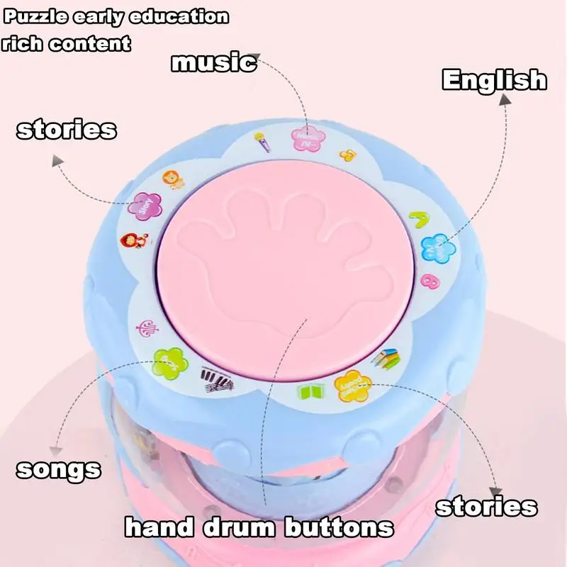 มือกลองเพลงของเล่นน่ารักMerry-Go-Roundของเล่นกลอง 3Dแสงที่มีสีสันInteractiveเด็กเพลงของเล่นสําหรับEarly Educationเรียนรู้เพลง
