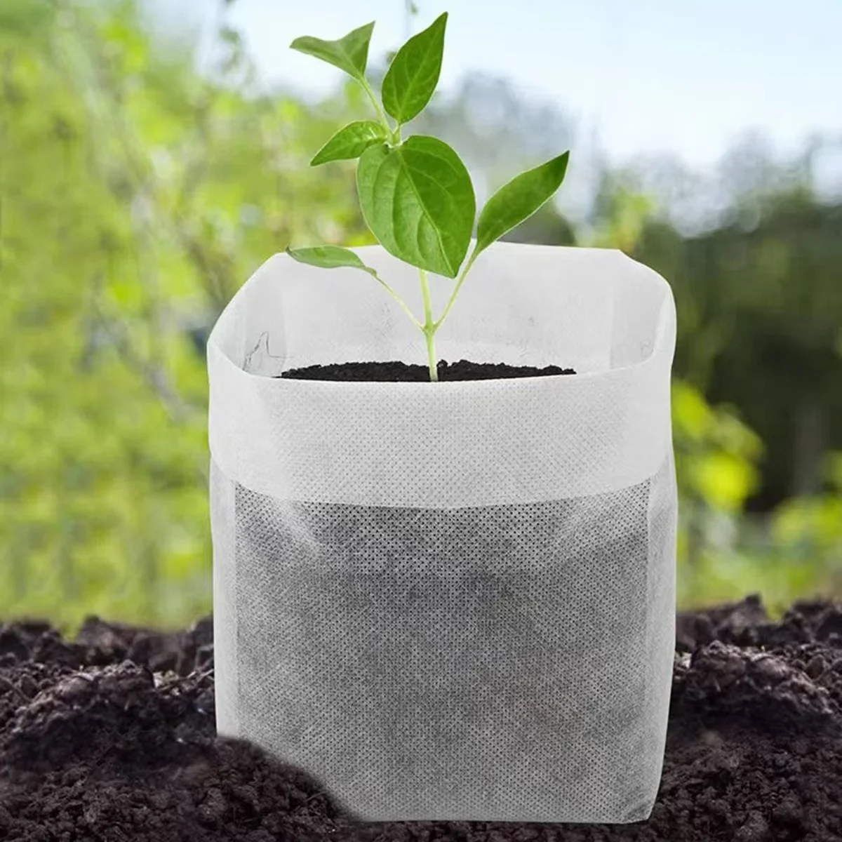 100Pcs Biodegradable Seed Nursery Bags, Non-Woven Plant Growth Bags, Fabric Seedling Pot Plant Bags, Household Garden Supplies, Suitable for Indoor and Outdoor Vegetables, Flowers, Fruits, Seedlings, Trees, Fabric Nursery Bags.