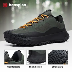 Baasploa Men Hiking Shoes Casual Lightweight Lace-Up Walking Shoes Male Outdoor Waterproof Camping Resistant Non Slip Sneakers