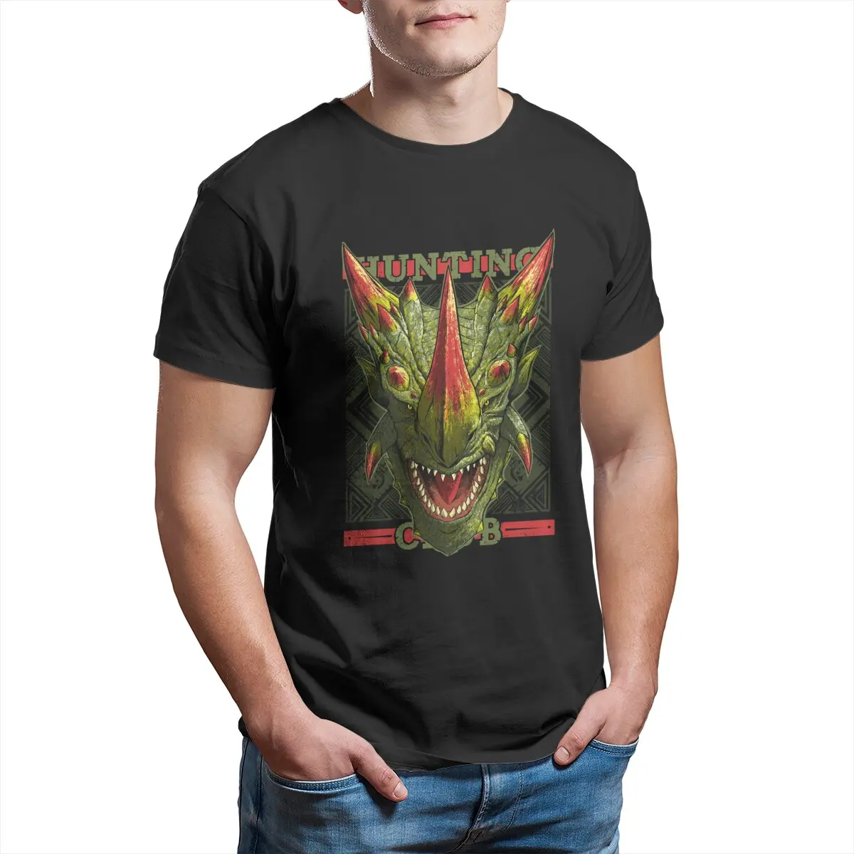 

Monster Hunter World Hunting Club Thorn Wyvern Unisex T-Shirt for Men Pure Cotton Funny RPG Game Tees printed Clothing Summer