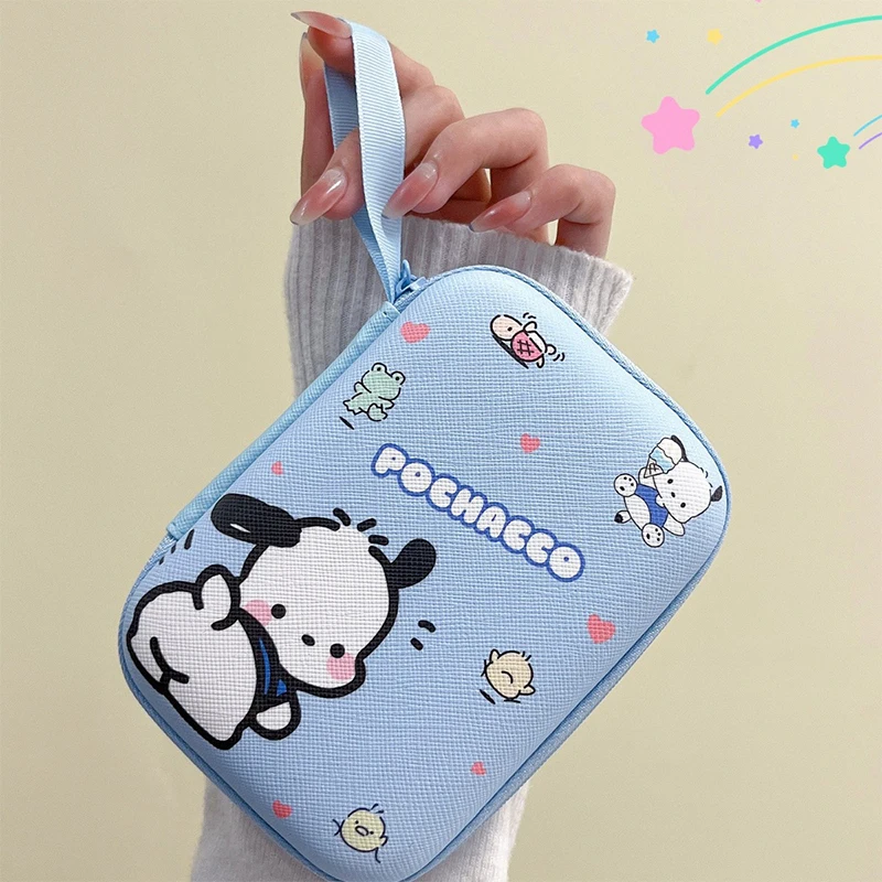 Cartoon Cute Sanrio Anime Kitty Kuromi Pochacco Earphone Case Charger Cable Coin Hard Disk Travel Portable Storage Bag Organizer