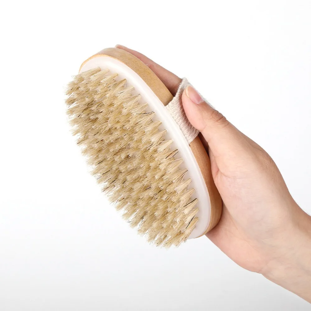 Natural Bristle Bath Brush Exfoliating Wooden Body Massage Shower Brush Soft SPA Woman Man Wet Dry Body Brush Skin Care Home