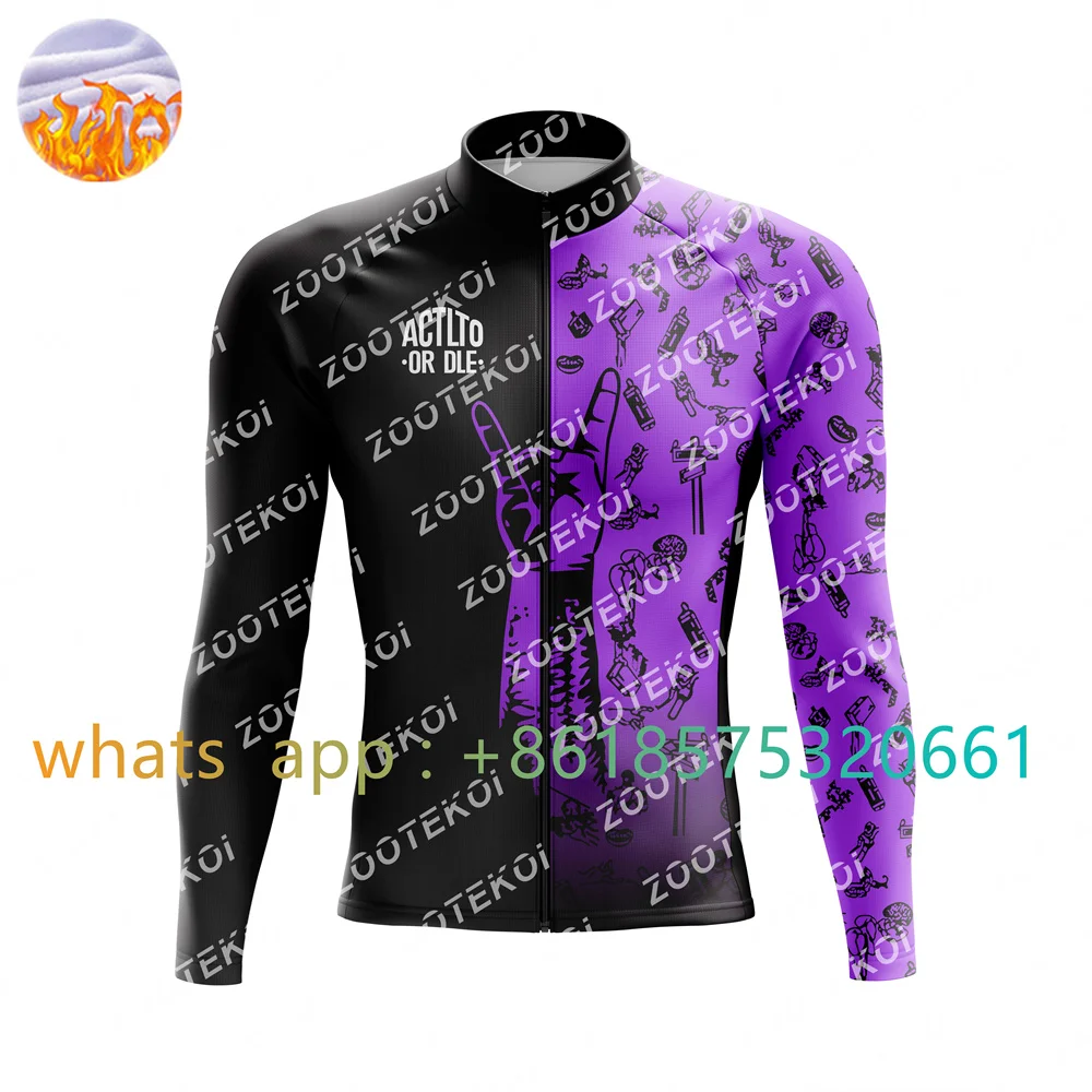 Actlto Or Dle Winter Thermal Fleece Cycling Jersey Winter Fleece Ropa Ciclismo Men Mountain Bike Bicycle Long Sleeve Clothing