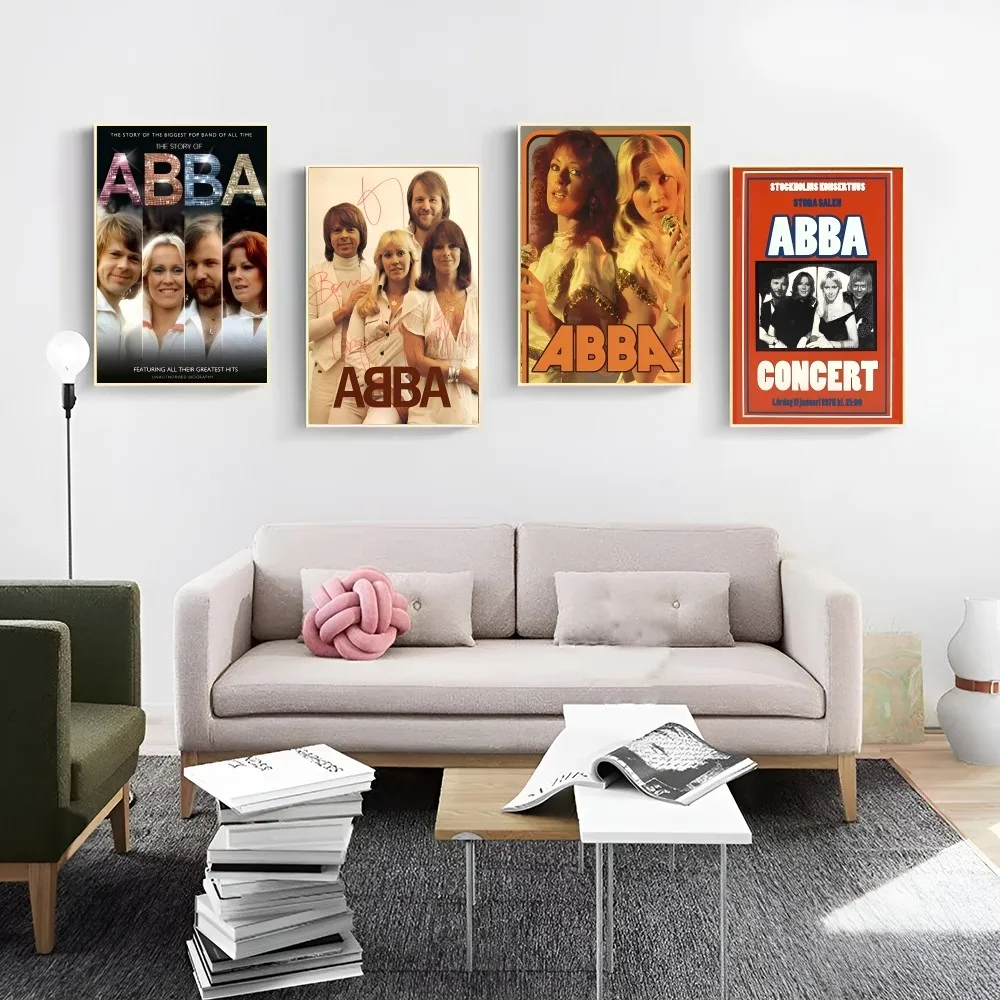 Swedish Pop Music Band Abba Self-adhesive Art Cartoon Tapestry Art Science Fiction Room Home Decor Wall Hanging Home Decor