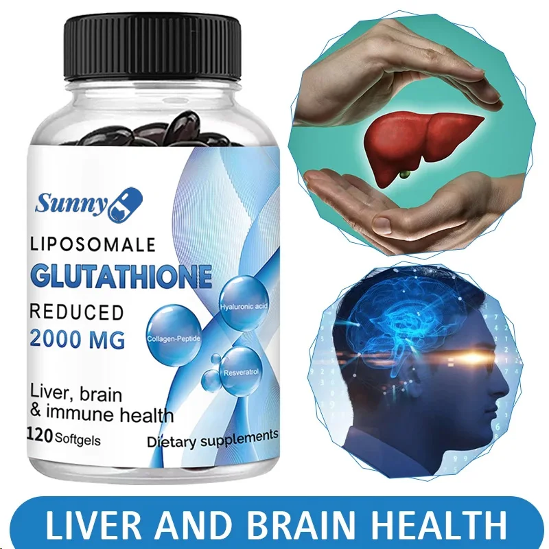 Liposomal Glutathione - Hyaluronic Acid Collagen Resveratrol, Antioxidant, Highly Absorbed, Supports Liver, Brain, Immune System