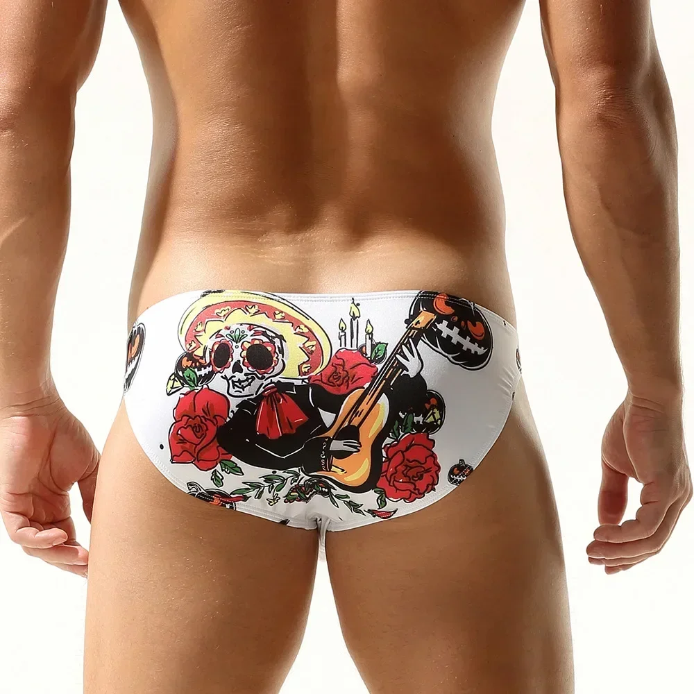 Print Bulge Briefs for Men Sexy Low Waist U Convex Pouch Underwear Cool Feel Skin Friendly Sweat Absorption Comfortable Knickers