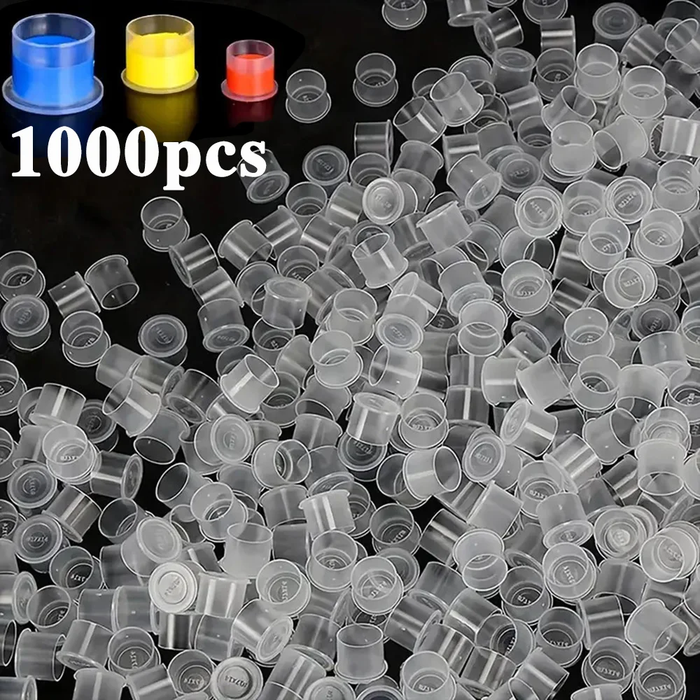

1000 шт., пластиковые держатели для чернил для татуировки, пигментные держатели S/M/L, стерильные одноразовые колпачки для чернил с основанием, инструмент для макияжа, аксессуары для татуировок