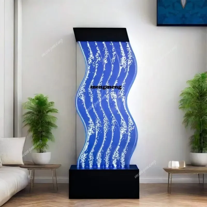 Hot sales Custom S Shape Acrylic Water Bubble Wall With RGB LED Light Changeable Colors Room Divider For Hotel And Modern Home D