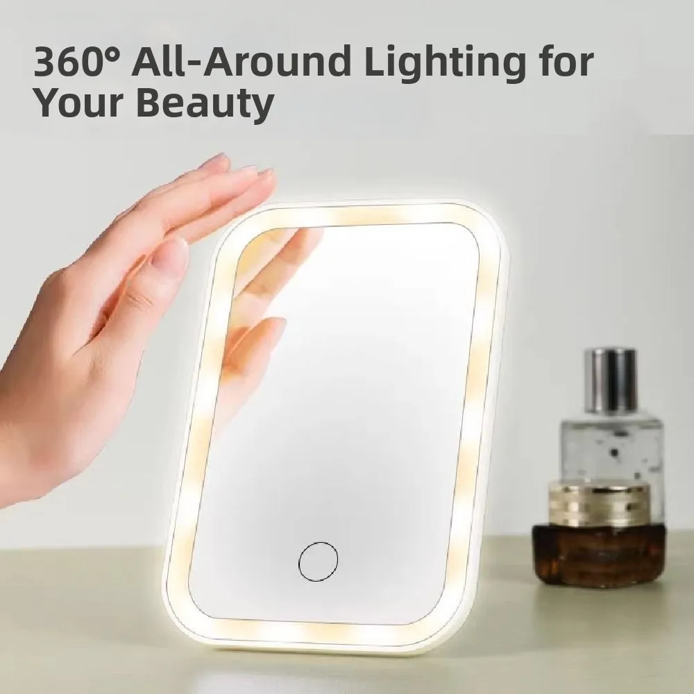 

Foldable LED Makeup Mirror Touch Screen Dimmable Vanity Mirror Portable Professional Lighted Beauty Mirror Beauty Routine