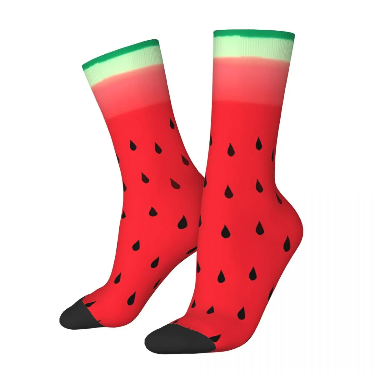 Watermelon Stripes Funny Men's Socks Retro Fruits Food Hip Hop Seamless Crew Sock Gift Pattern Printed