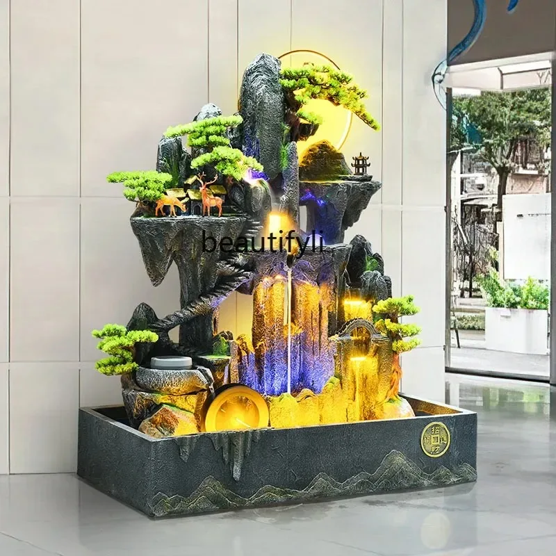

F132 Garden Balcony Water Curtain Wall Fish Tank Rockery Flowing Water Fountain Fish Pool Company Floor Decoration Landscape O