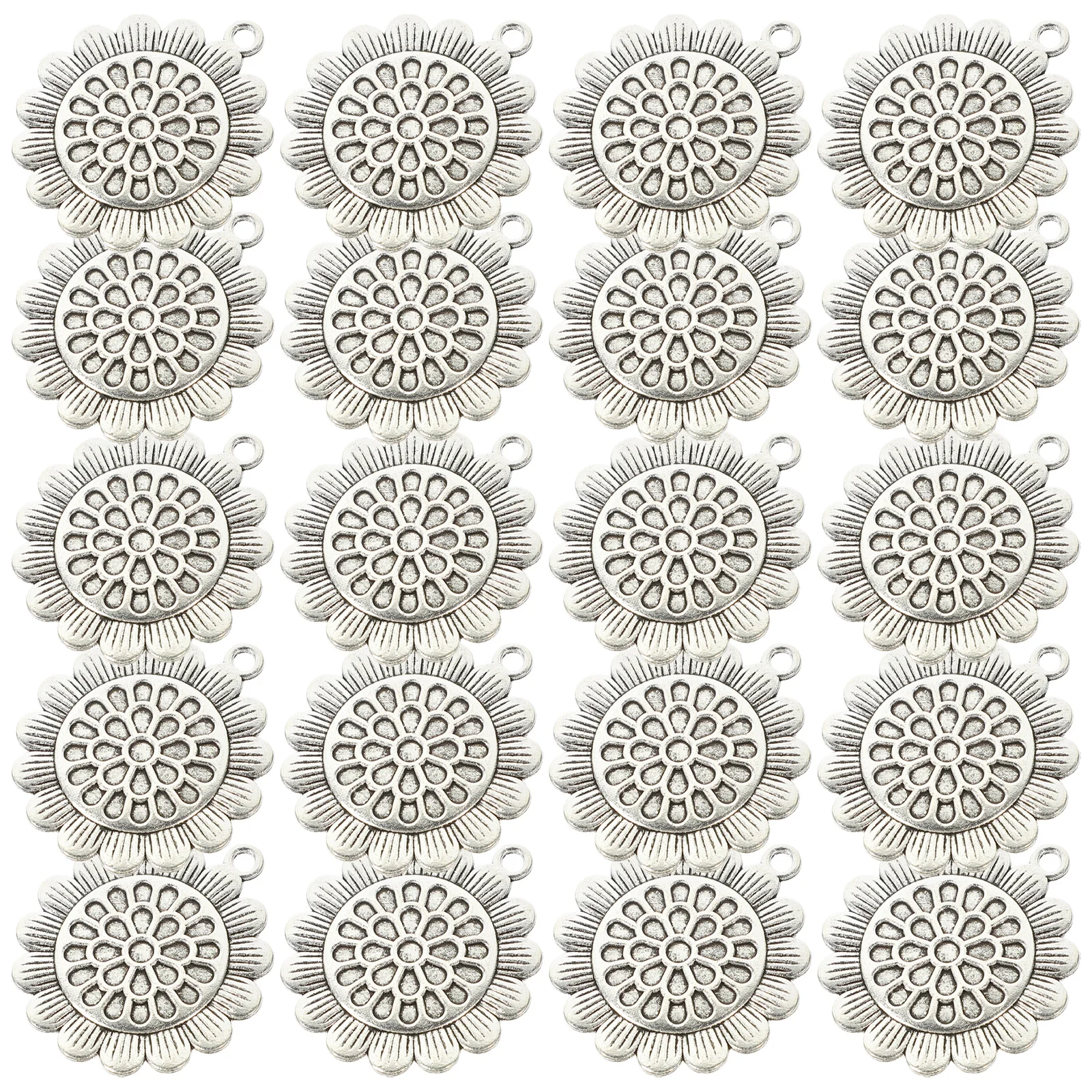 

20 Pcs Sunflower Pendant Trays for DIY Jewellery Making Supplies Earrings Jewelry Blank Alloy Necklace