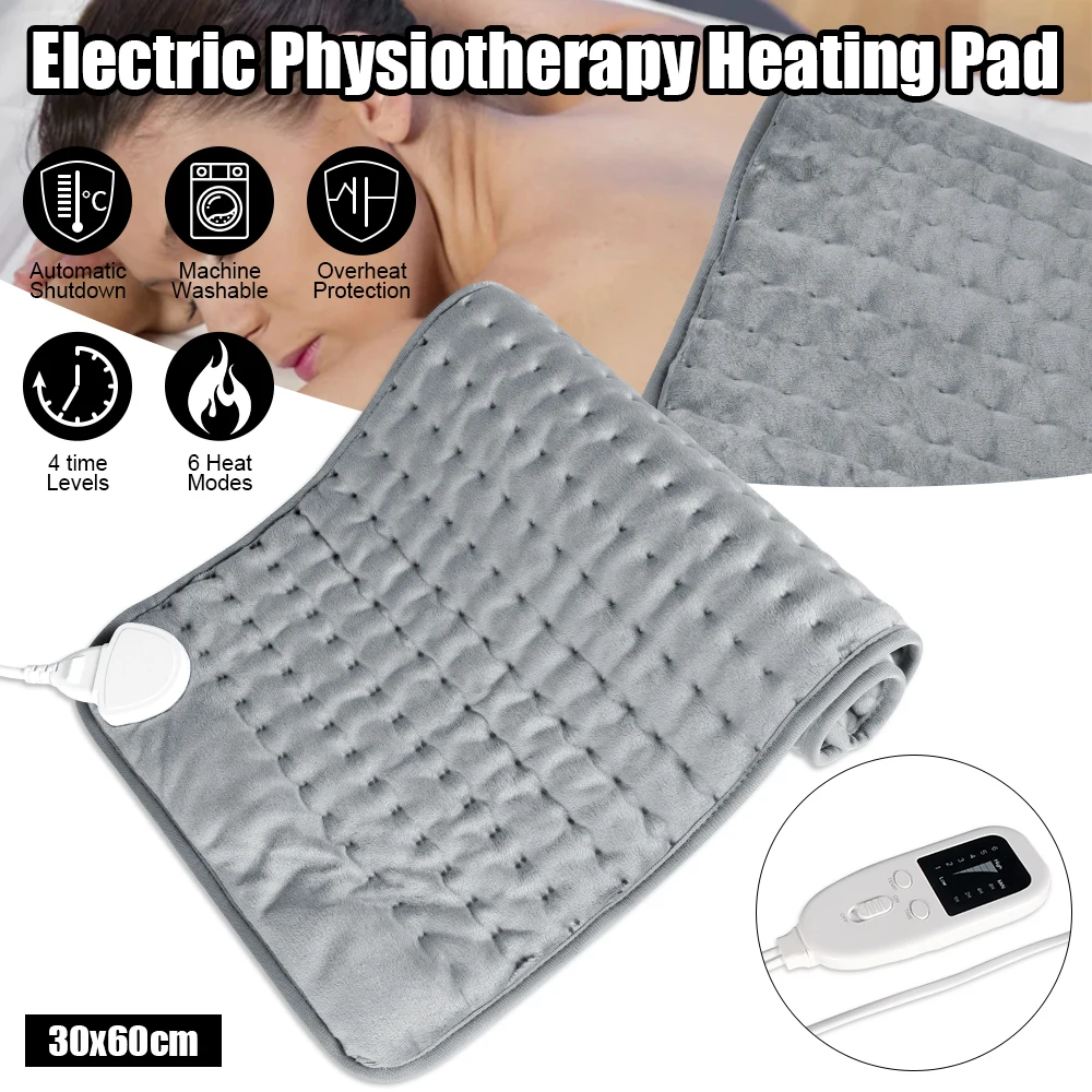 Electric Heating Pad Shoulder Neck Back Spine Leg Pain Relief Timed Physiotherapy Winter Warmer Heat Controller Blankets 30x60cm