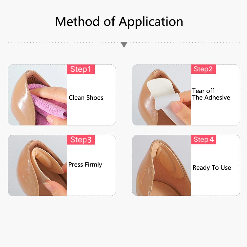 4 Paar Fersenschutz für Damenschuhe, Größenreduzierer, Füllkissen, Polsterung für High Heels, Futtereinsatz, Fersenschmerzlinderung, Schuhpolster – Detail 12