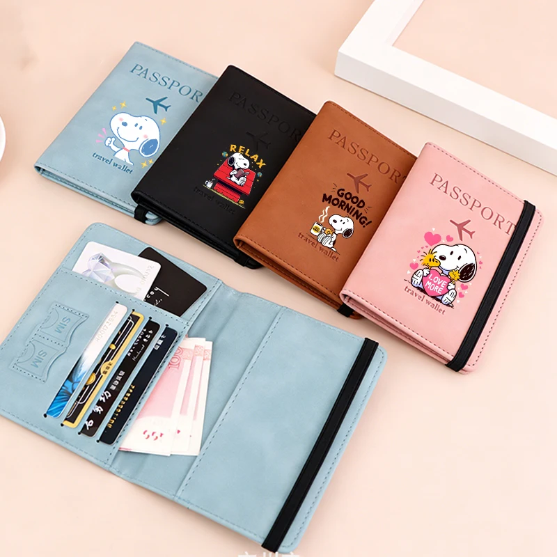 New Snoopys Passport Holder Unisex Kawaii Travel Wallet Document Organizer Cute Cartoon Waterproof Document Holder Passport Gift