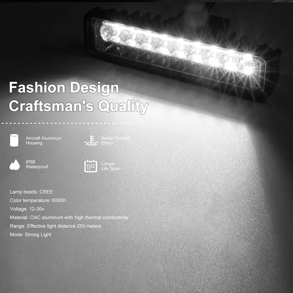 

6 Inches LED Work Light Car Bulb Double Row Bright White Fog Marker Light Low Power Long Life Easy Install