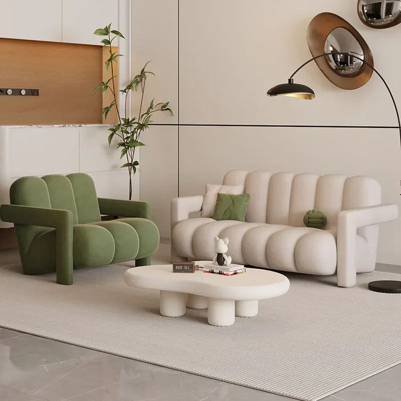 Cream Wind Sofa Living Room Small Apartment Double Sofa Resting Area Reception Clothing Store Direct Row Apartment B & B Club