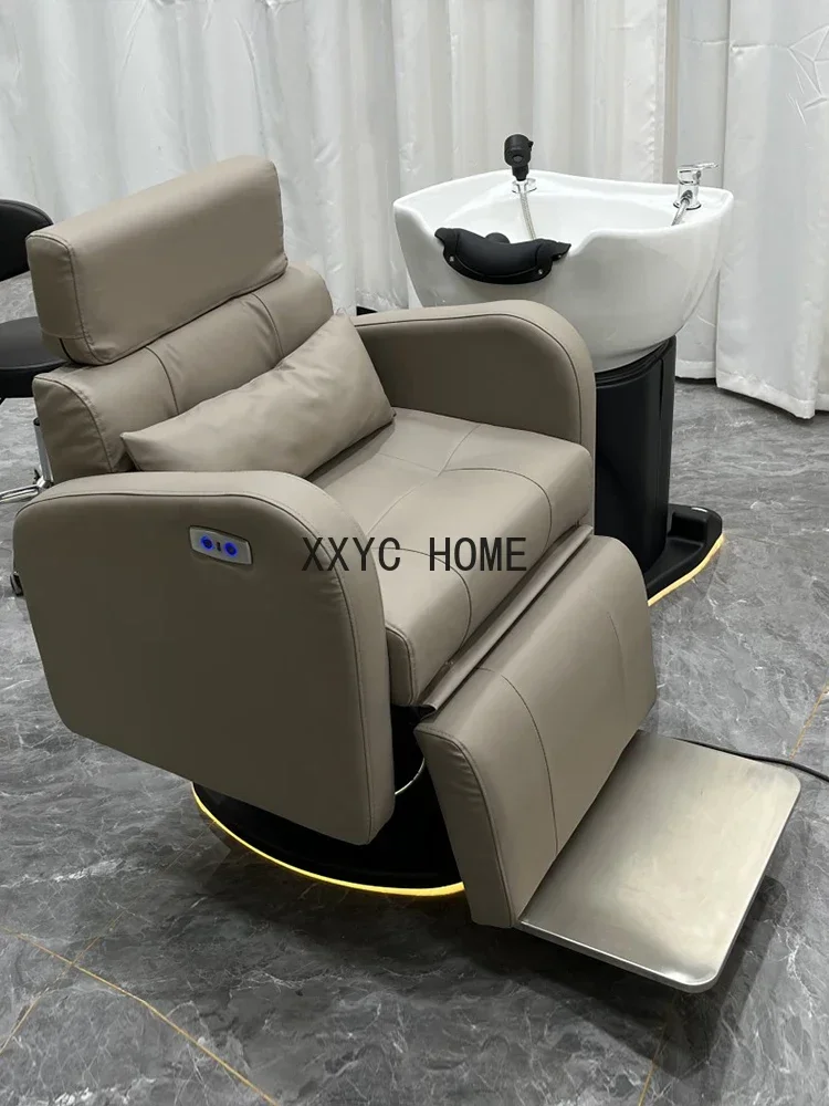 Multifunctional Electric Spinning Lift Shampoo Chair Barber Shop Semi-Full Lying