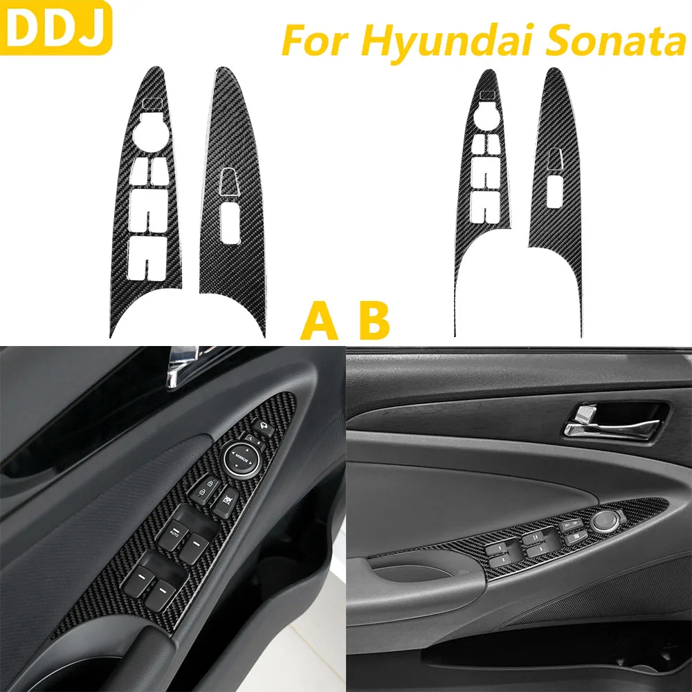 

Soft Carbon Fiber Front Door Window Lift Control Panel Trim Cover For Hyundai Sonata 2011-2014 Interior Accessories Decoration