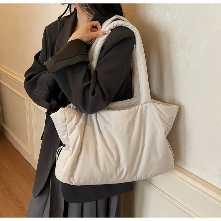 Herbst Winter Baumwolle Umhängetasche Frauen Stilvolle Tote Satchel Handtasche Geräumige Nylon Geldbörse für Arbeit Pendeln und Reisen – Detail 29