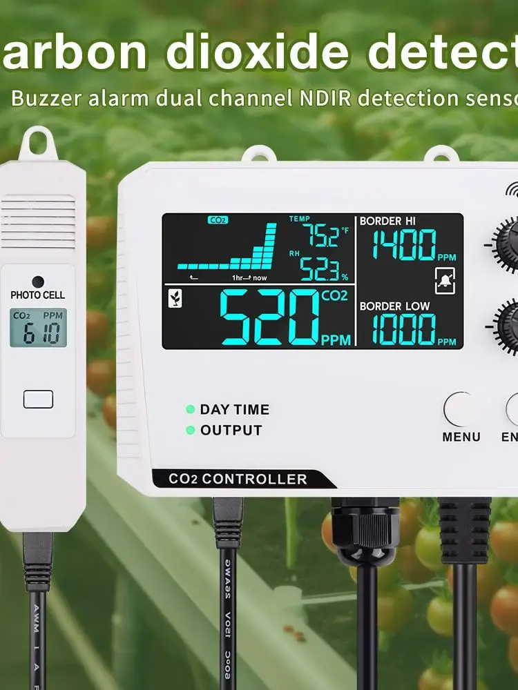 0 ~ 5000ppm CO2 Controller LCD Display Luchtkwaliteit Monitor CO2 Concentratie Controle Kooldioxide Regulator voor Plant Kas - afbeelding 2