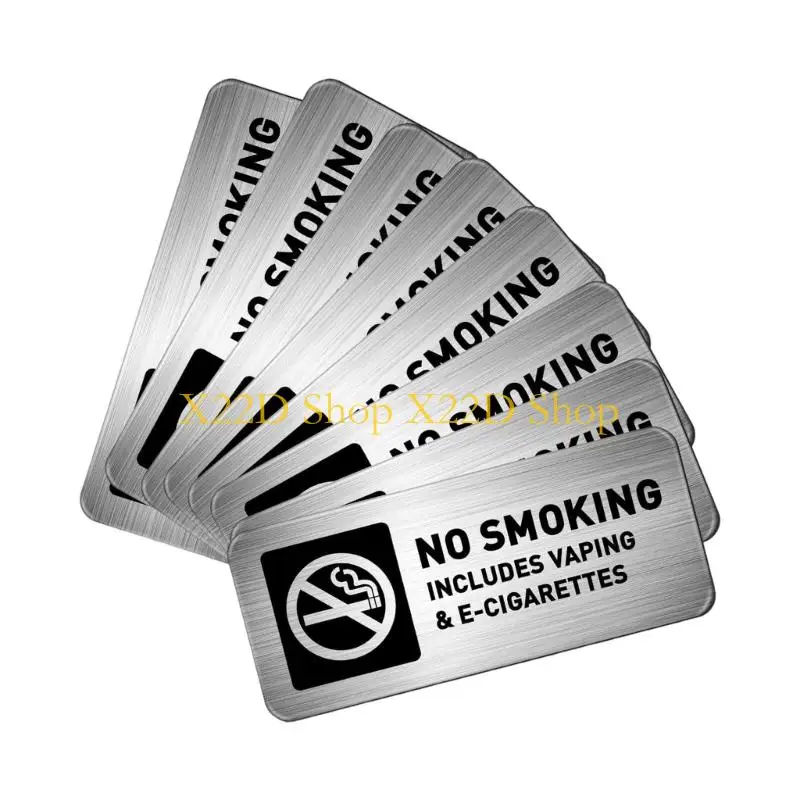 X22D Pack of 4/8 Metal No Smokes Signs Adhesive Durable Corrosions Resistant for Homes Business