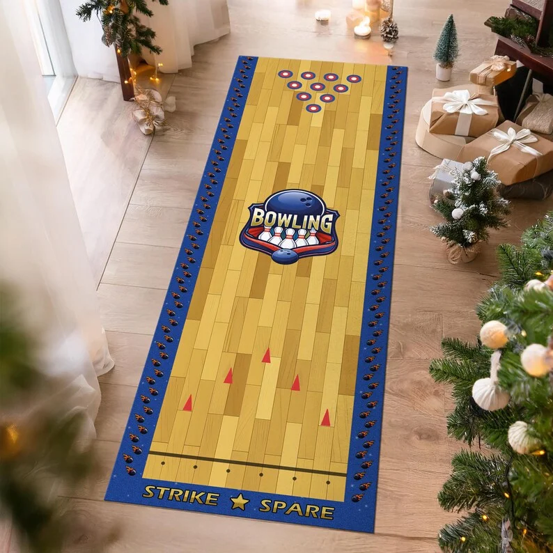 Simulation Bowling Alley Wood Grain Runner Floor Mat Living Room Game Area Sofa Long Decor Carpet man's cave mat gameroom