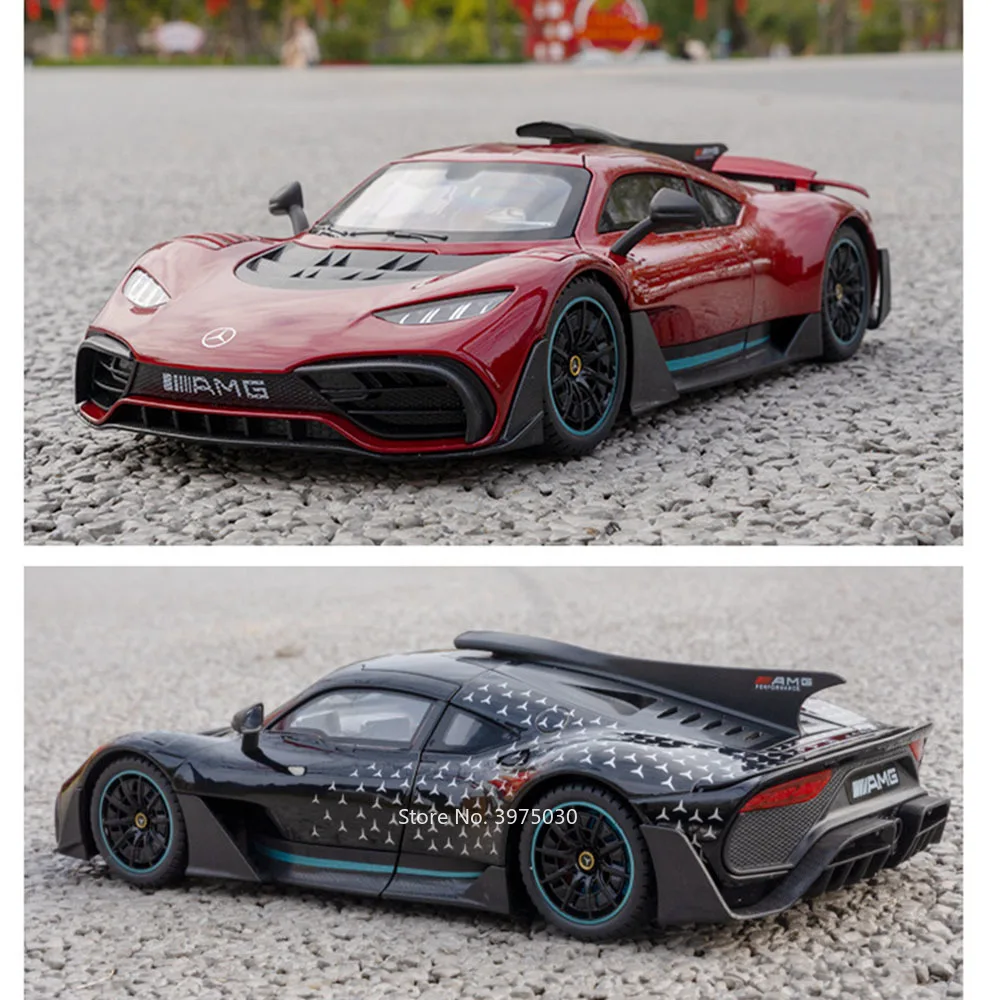 1:18 Benz AMG ONE Cars Models Toys Wheel Pull Back Miniature Vehicles Doors Opened with Light Music Supercar Toddler Kids Gifts