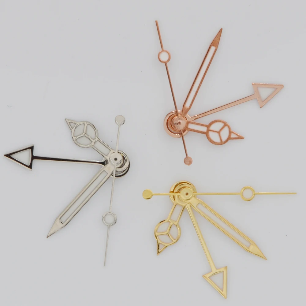 NH34 Polished 8*12*13.5*13.5mm Watch Hands Rose Gold Silver Pointer Watch Accessories Hands C3 Blue Luminous view 5