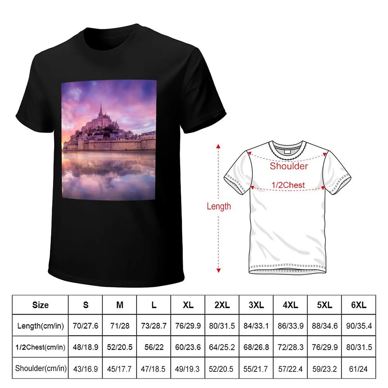 Mont St Michel Fantasy T-Shirt Novelty Graphic Tee Shirt