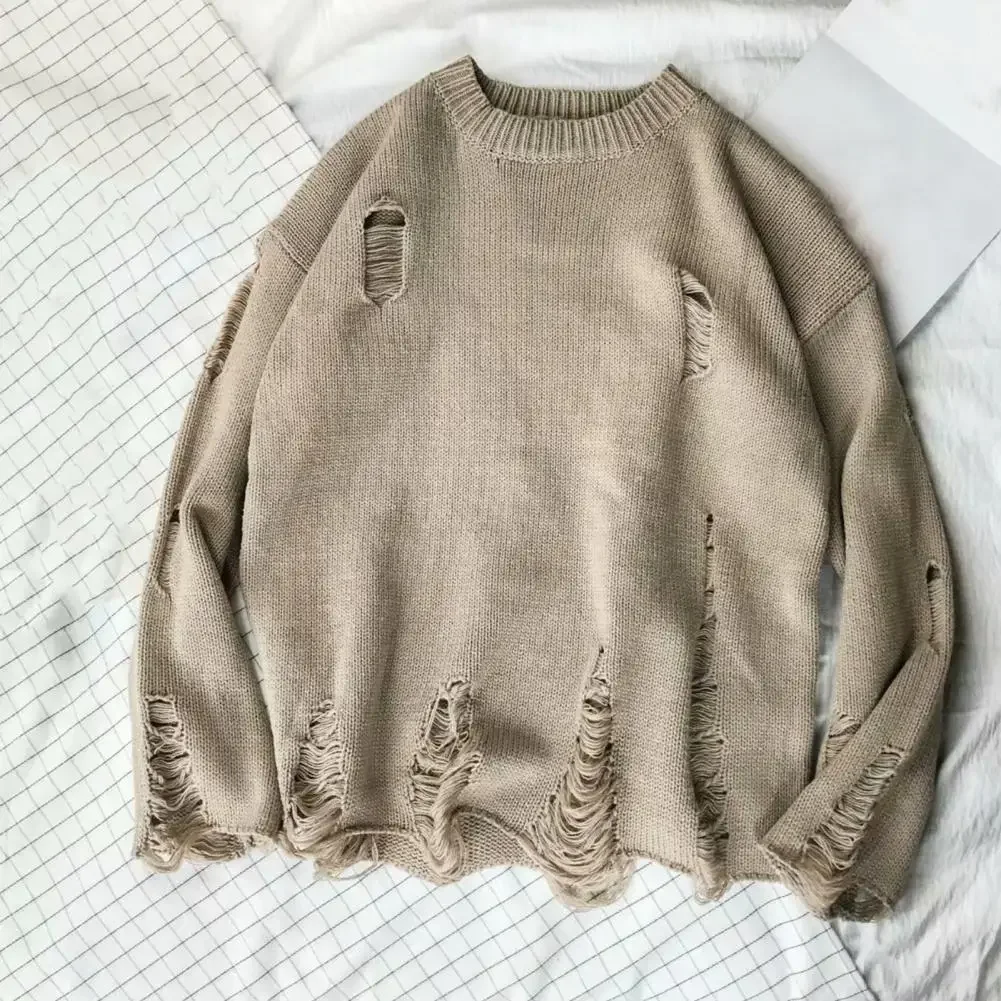 Pull Déchiré en Tricot pour Homme et Femme, Streetwear, Hip Hop, à la Mode, Respiré, Assressentiavec Tout, Vêtements d'Hiver