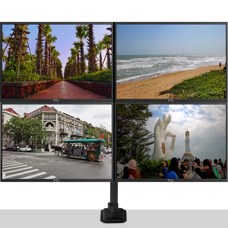 Computer monitor stand, desktop, dual screen, four screen, multi screen universal base, height increasing rotating frame