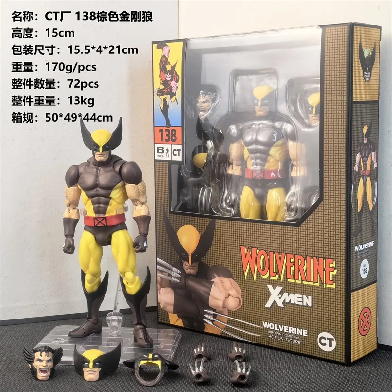 Wolverine Mafex 138 Figure In-Stock Ct Toys Brown Comic X-Men Shf Anime Action Figure 1/12 Joint Mobility Model Kids Xmas Gift