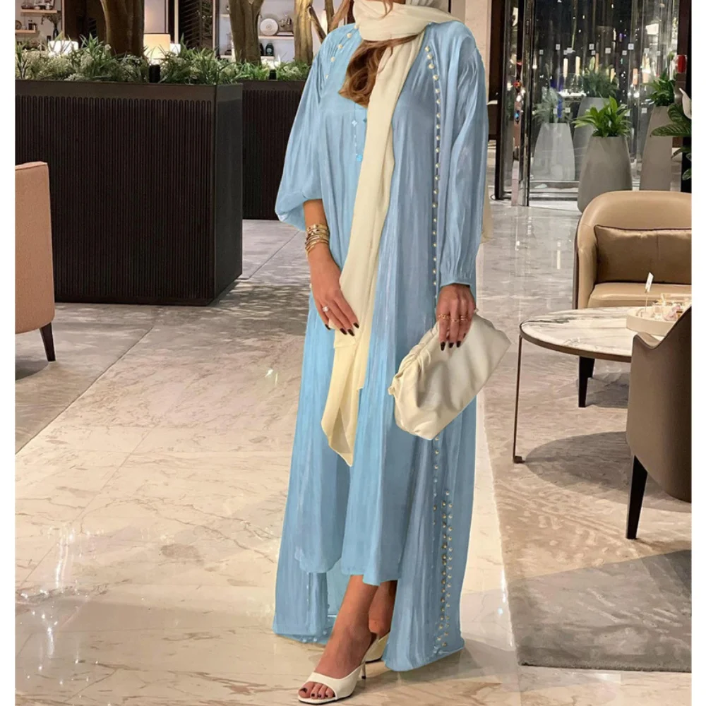 Vestido musulmán modesto para mujer, conjunto de 2 piezas, Abayas marroquíes, caftán Eid Dubai, Túnica árabe, Elegante, Social, novedad de 2024