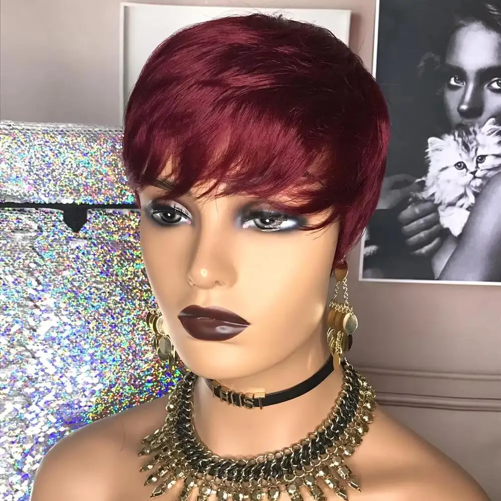 

Парики с короткими волосами, парики с стрижками пикси, короткие прямые черные женские парики Синтетические короткие парики для чернокожих женщин Афро-американские женщины