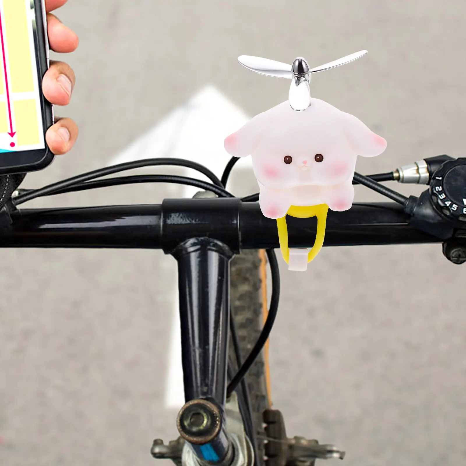 Rabbit Bike Handlebar Propeller Decoration Bright Vinyl Bicycle Motorcycle Accessories Unique Visual Effect Small Windmill