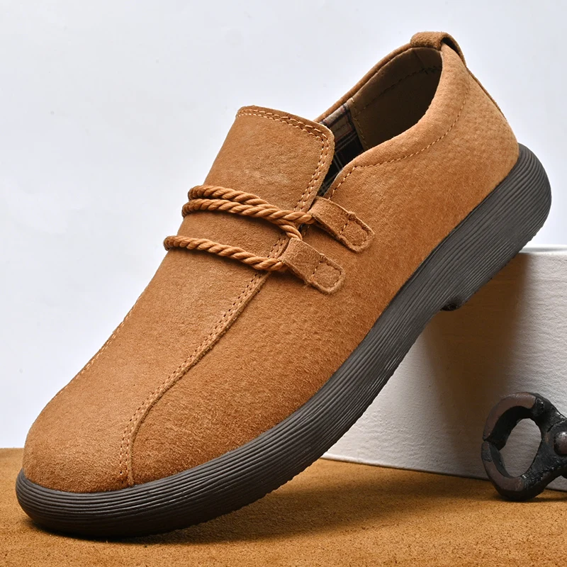 

Plus-Size Men's Casual Leather Loafers - Slip-On Driving Moccasins, Outdoor Lazy Comfortable Slip-On Shoe