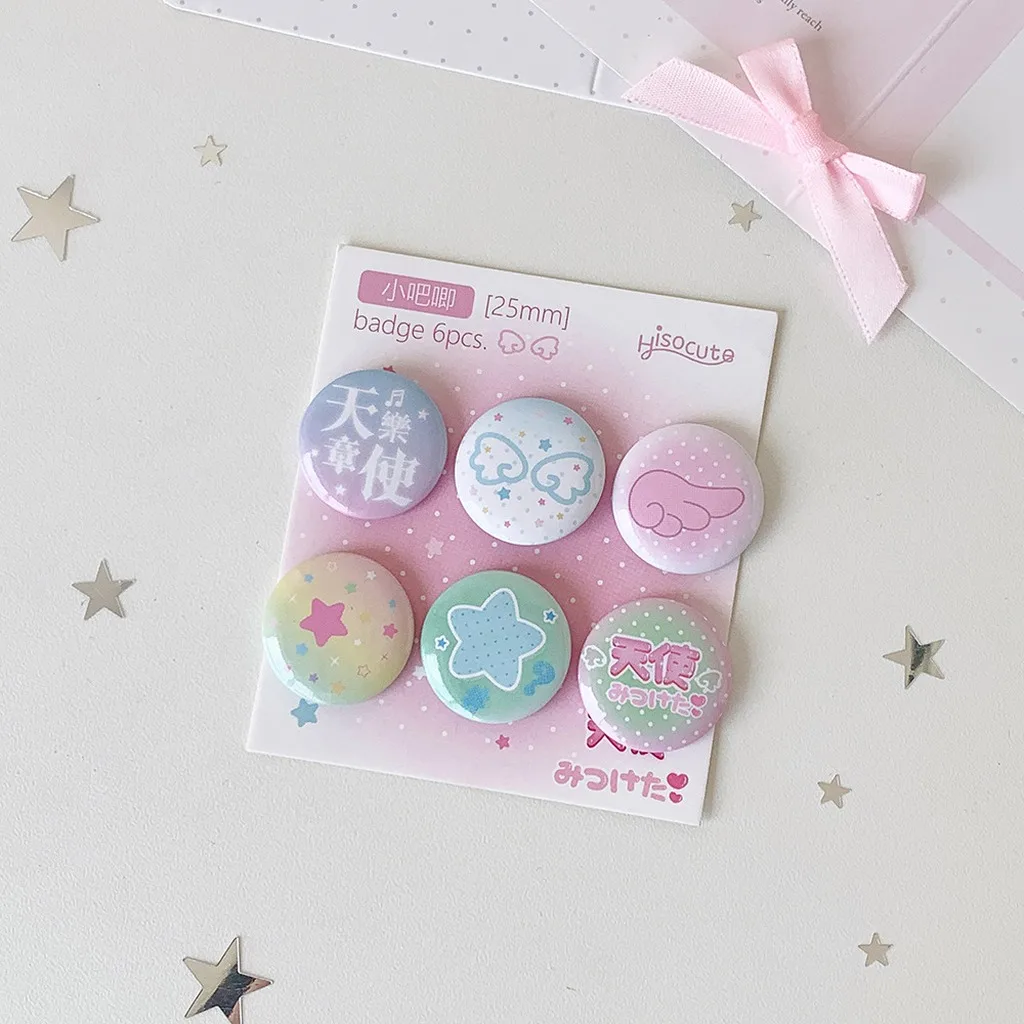 Tinplate Pin Badges Mini Decorative Badges Round Badges Safe Cute Brooch For School Bags Clothes Backpack