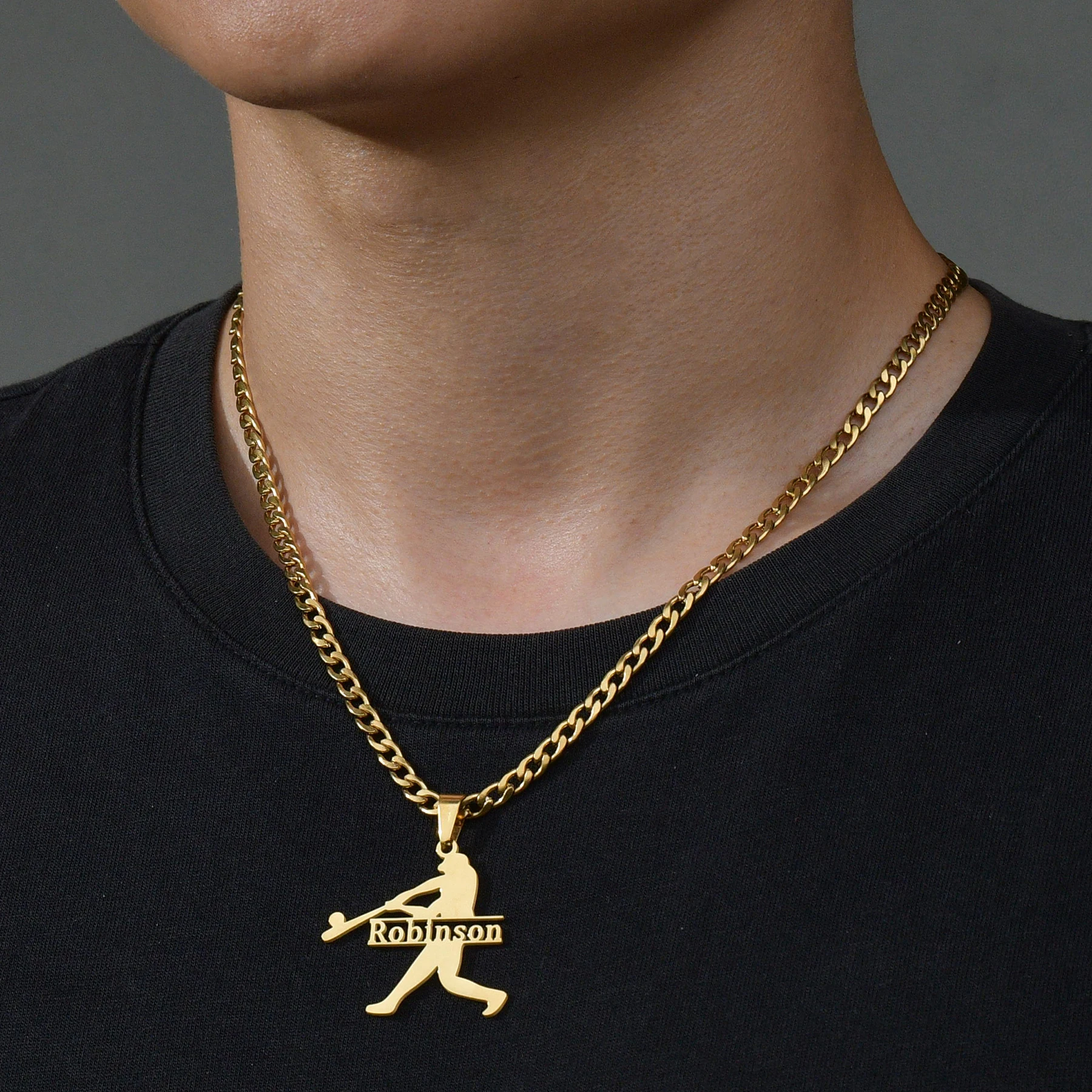 Nextvance Custom Name Necklace Personalized Soccer Basketball Volleyball Stainless Steel Pendant Jewelry for Men Sport Fans Gift