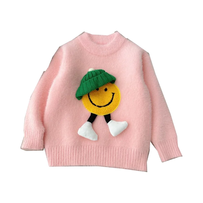 Girls Sweater Wool Coat Kids Tops Knitting 2024 Cartoon Thicken Warm Winter Autumn Pullover Christmas Gift Cotton Children\'s Clo