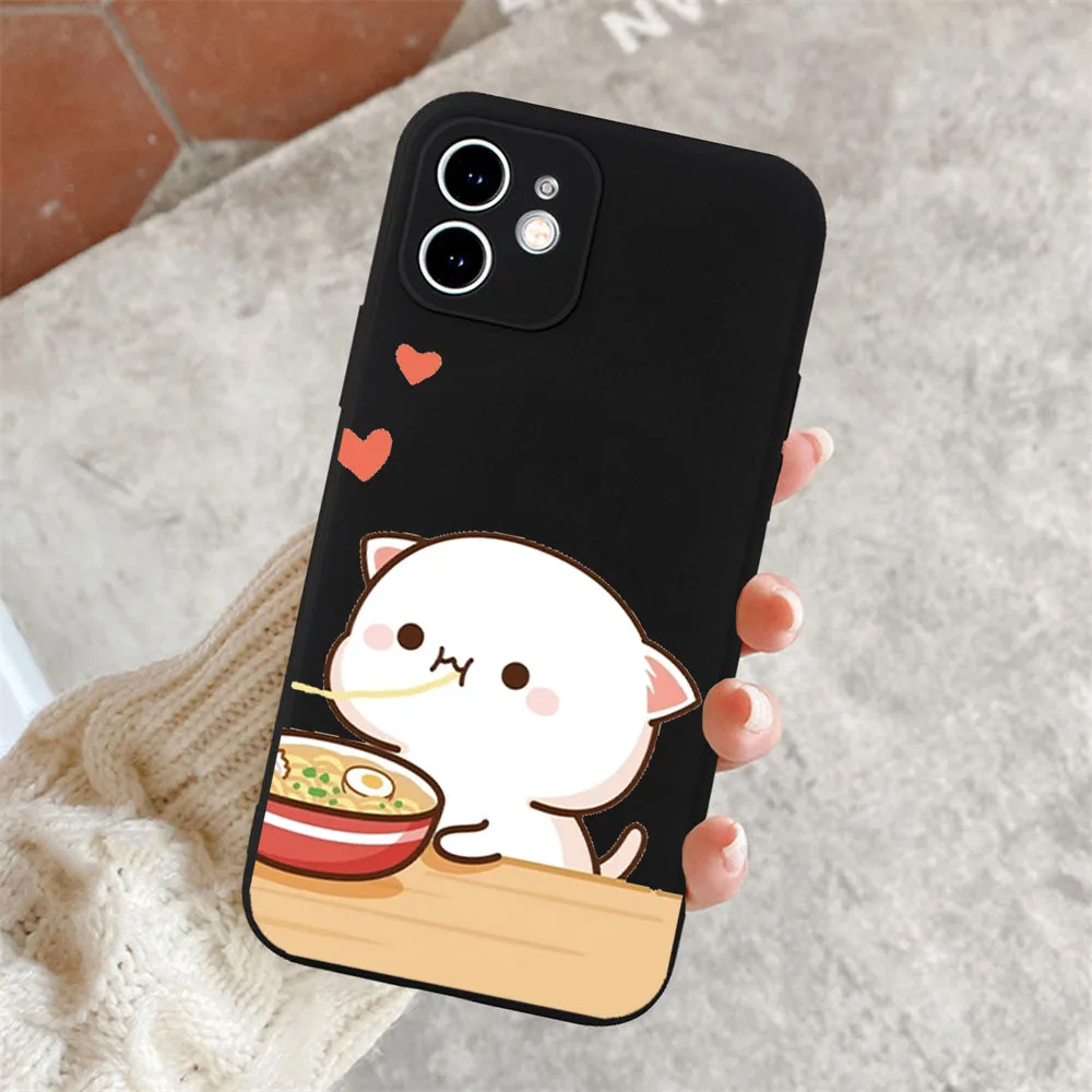 Cartoon Animal Cat coppia custodia per telefono accoppiata per IPhone 15 14 13 12 11 Pro Max Mini XS X XR SE2 7 8Plus Lovers Cover Matte Fundas