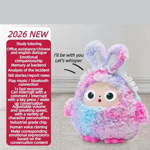 2026 NEW AI Plush Toy Robot Smart Interactive With LED Eyes&Voice Control App Compatible Soft Companion