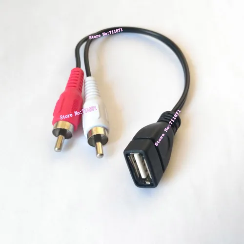 Adaptador de cable Usb 2 RAC, conector de línea macho RCA hembra Usb, 2 RCA macho, Cable hembra Usb2.0, conector adaptador de línea USB a RCA