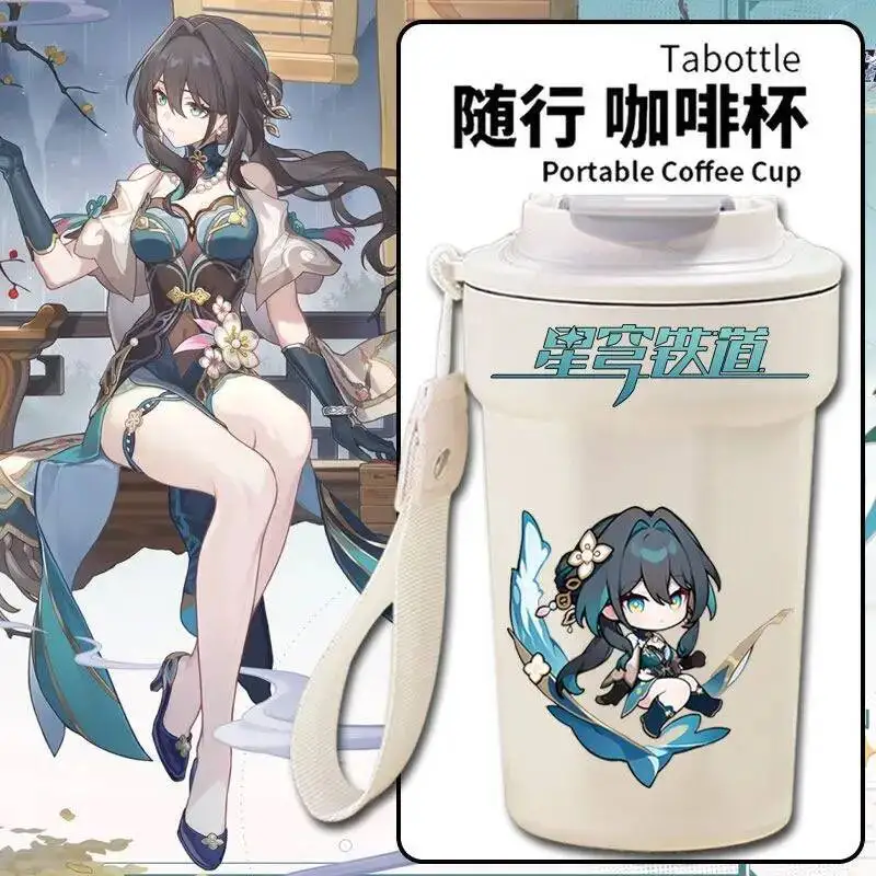 

Anime Game Honkai: Star Rail Cos Ruan Mei Unisex 2025 Portable Cute Printed Student 420Ml Thermos Cup Gift