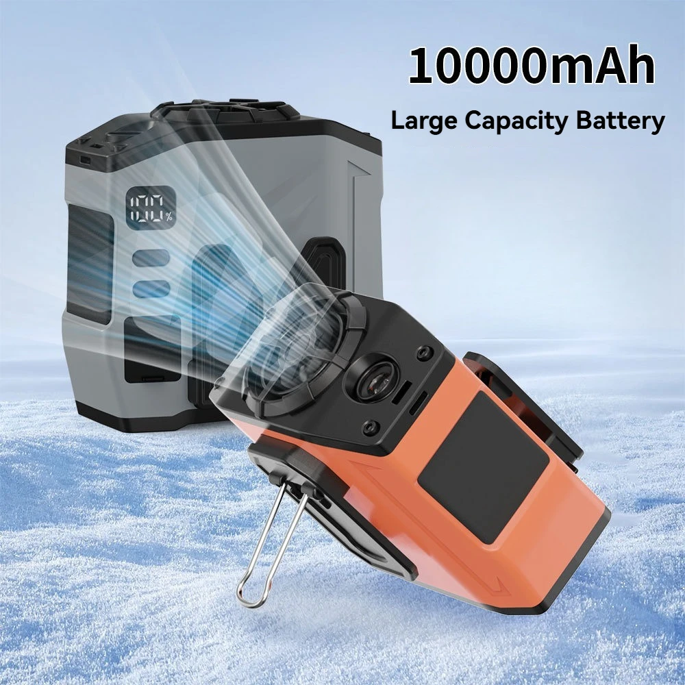 

New ultra endurance hanging waist fan USB charging turbine large wind outdoor portable fan site hanging neck fan