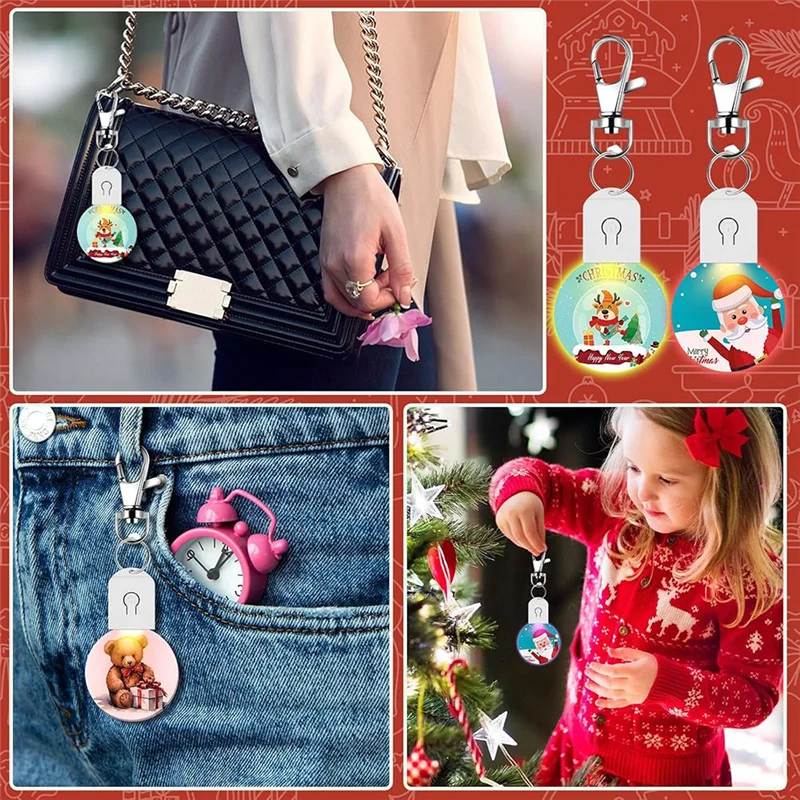 ABNM 4 pièces LED Sublimation porte-clés vierge acrylique éclairé transfert bricolage artisanat automne Thanksgiving noël porte-clés cadeau carré